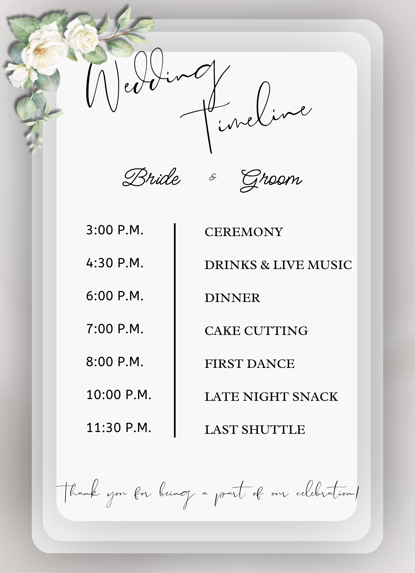 Wedding Invitation - White Roses
