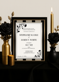 Black w/Gold Stripes Wedding Invitation Suite