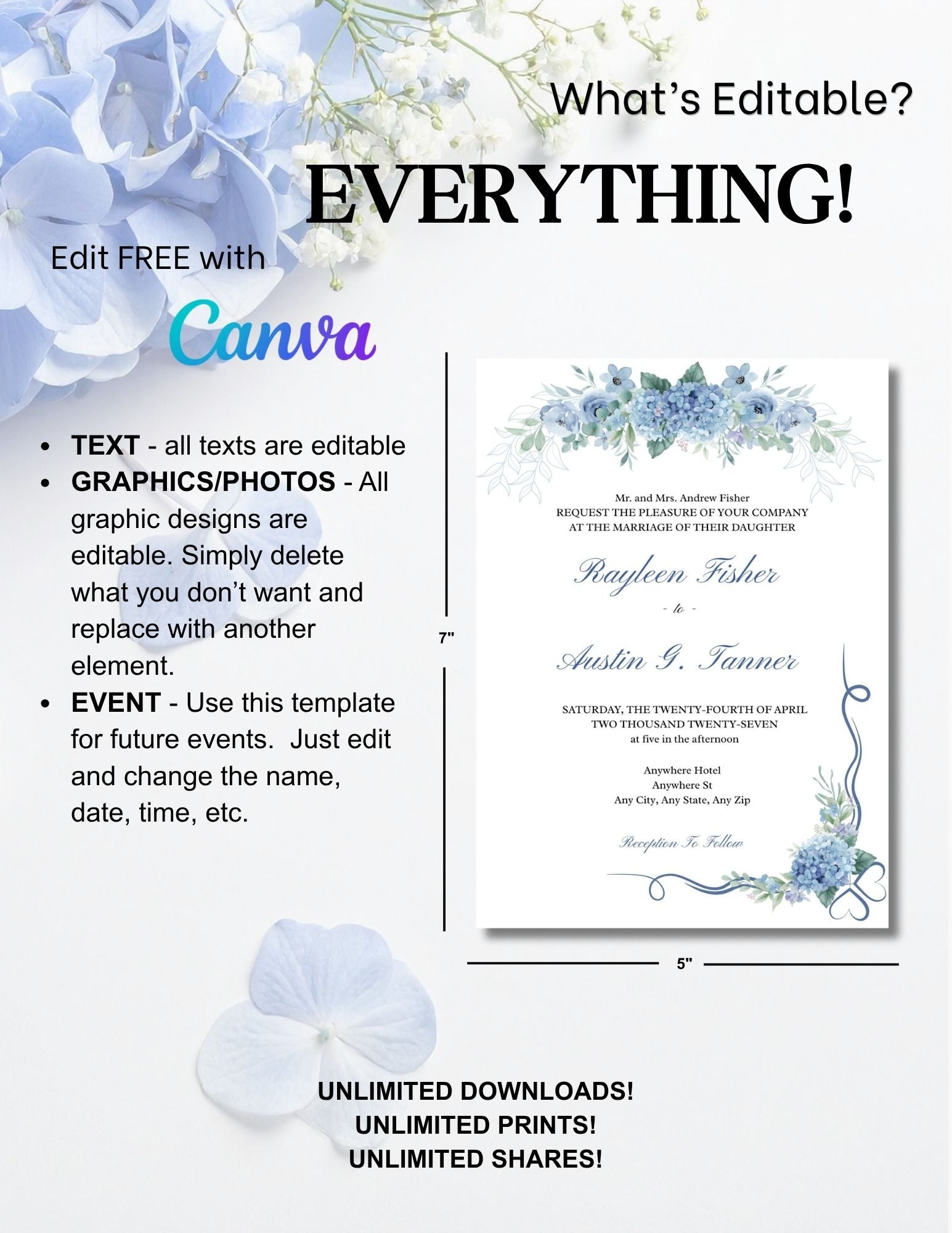 Wedding Invitation Suite - Dusty Blue