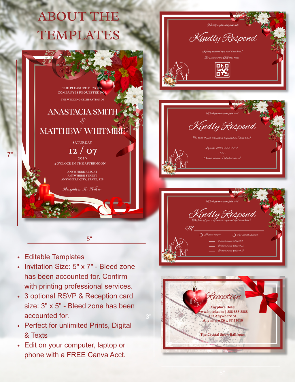 Christmas Romance Wedding Invitation Suite