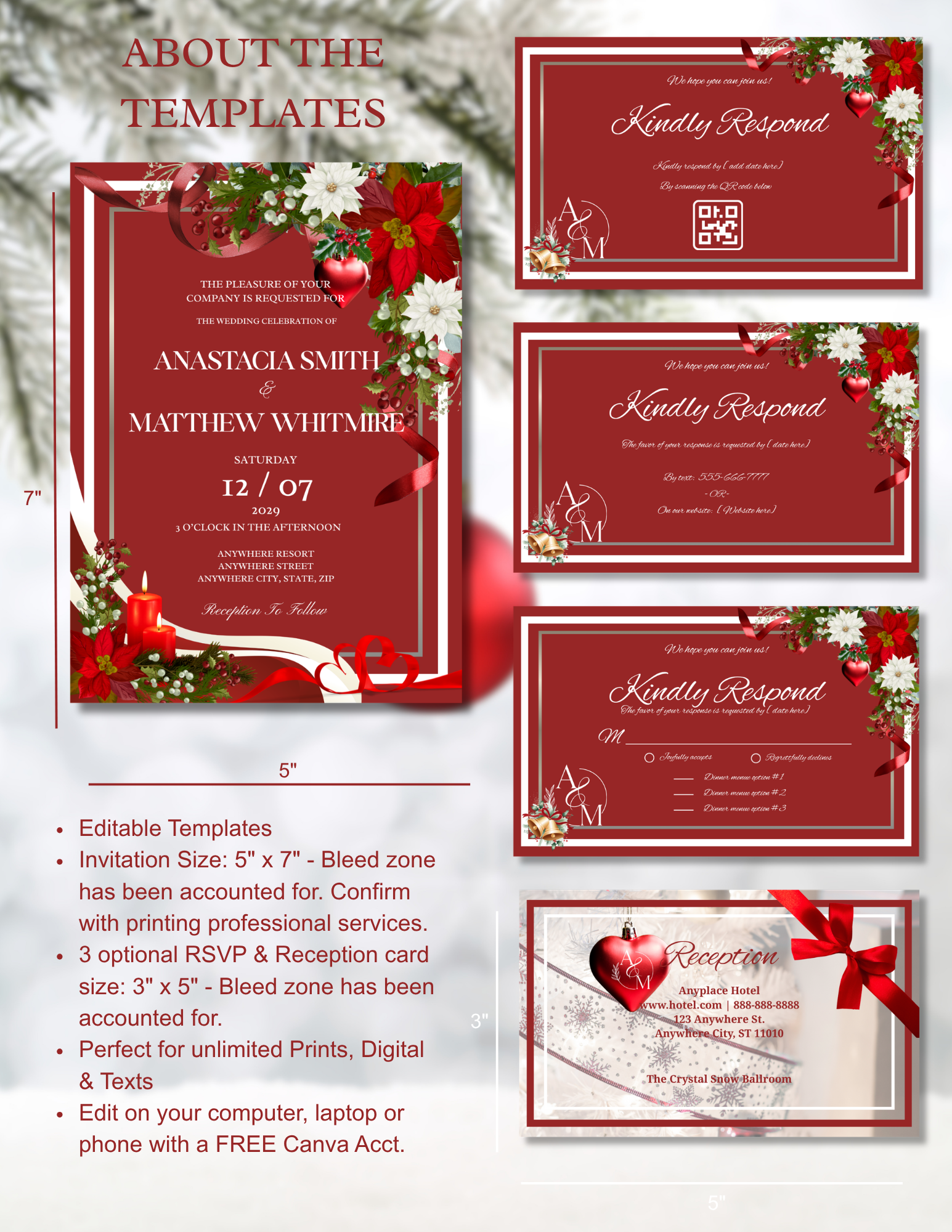 Christmas Romance Wedding Invitation Suite