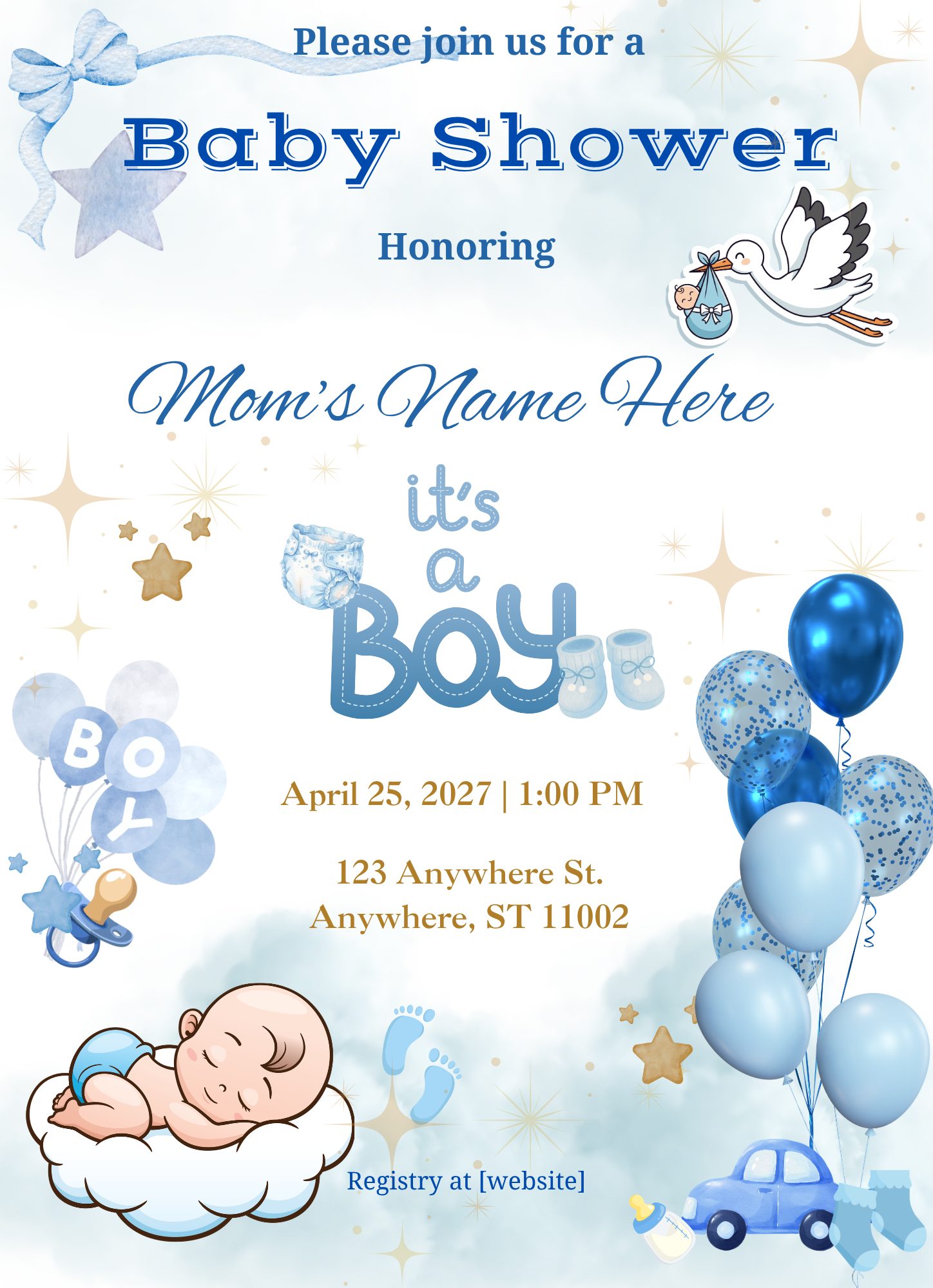 Baby Boy Invitation - Car