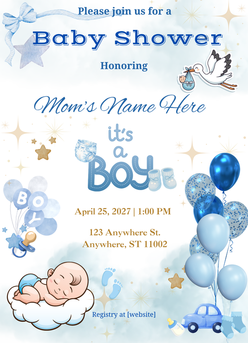 Baby Boy Invitation - Car