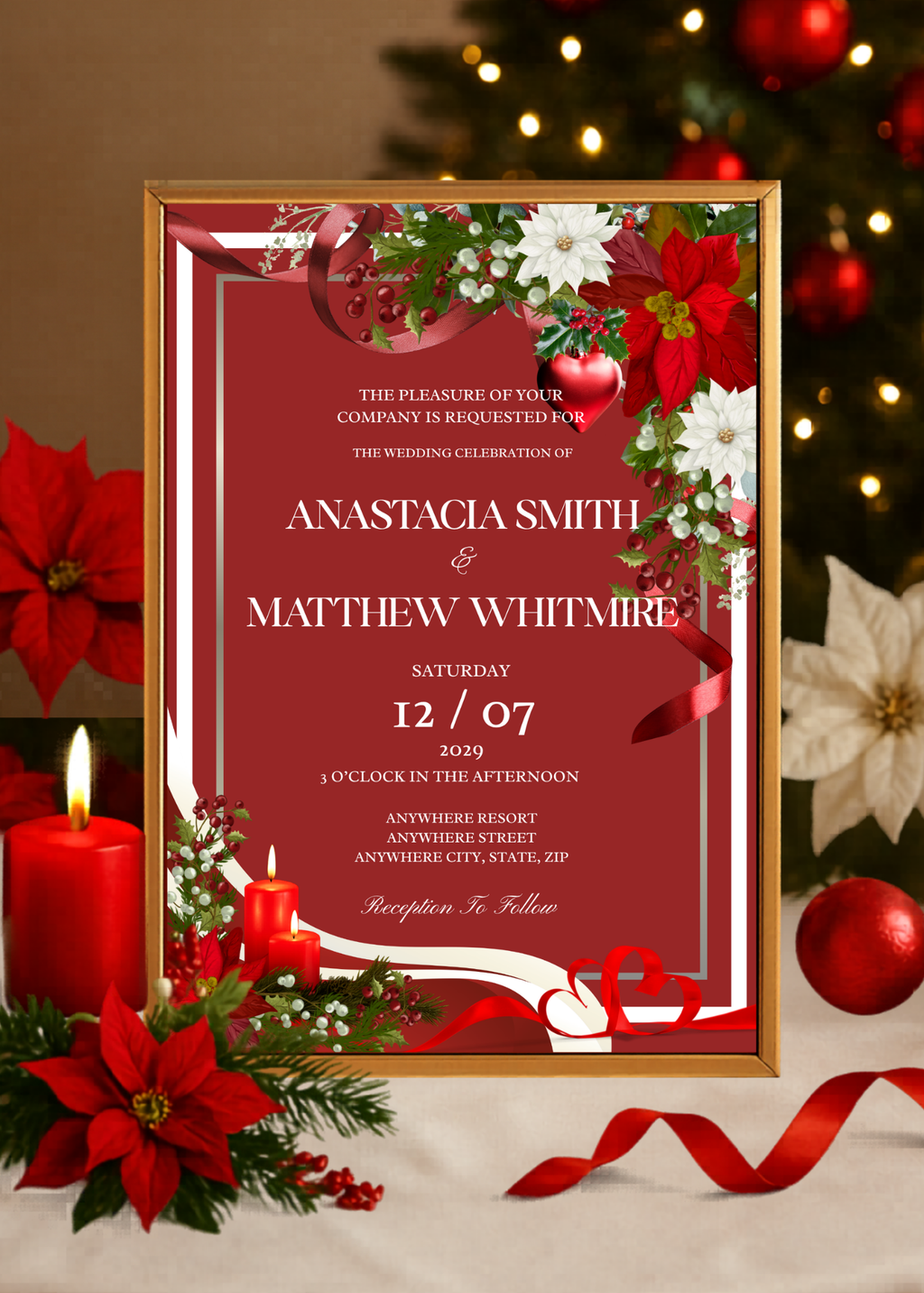 Christmas Romance Wedding Invitation Suite