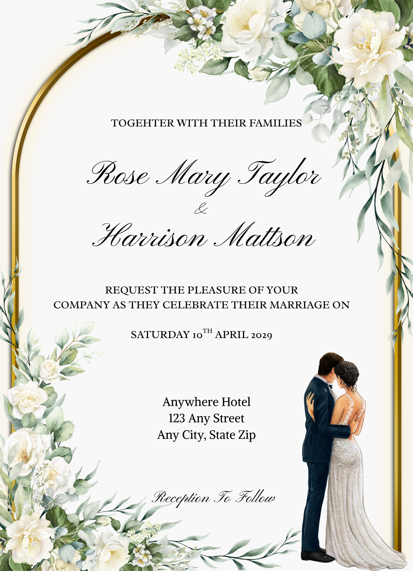 Wedding Invitation - Elegant Golden Arch