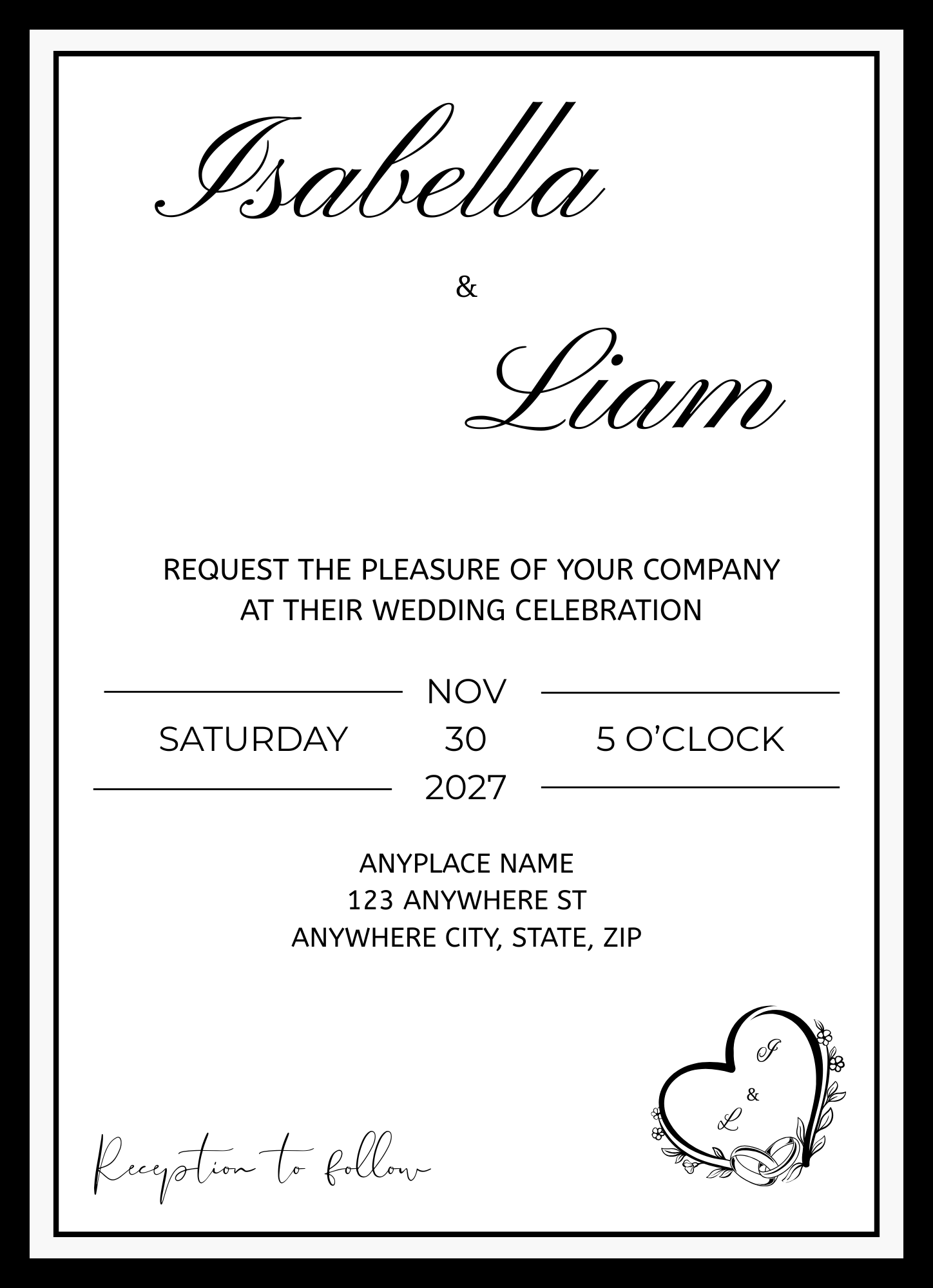 Wedding Invitation Suite - Luxury Black Border