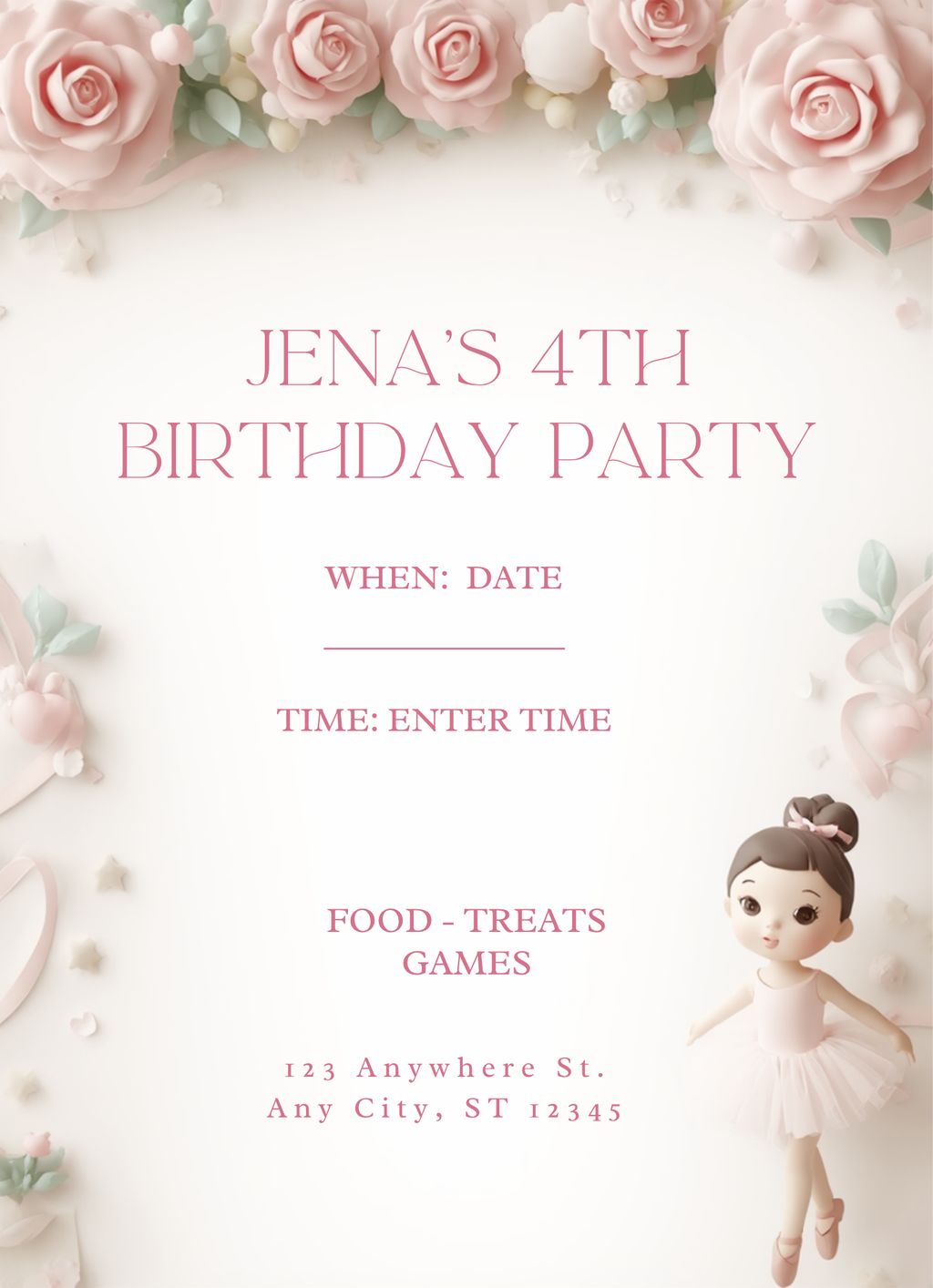 Birthday Invitation - Ballerina