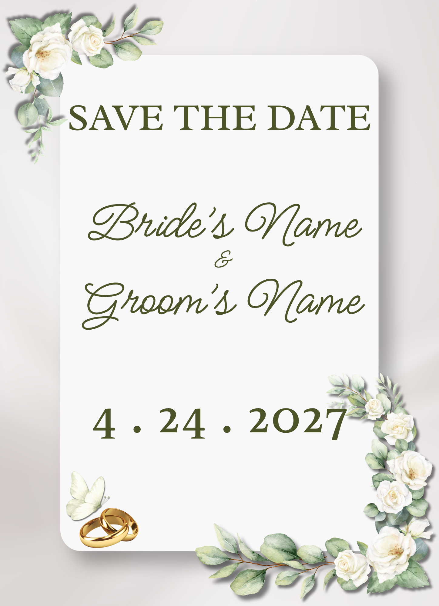 Wedding Invitation - White Roses