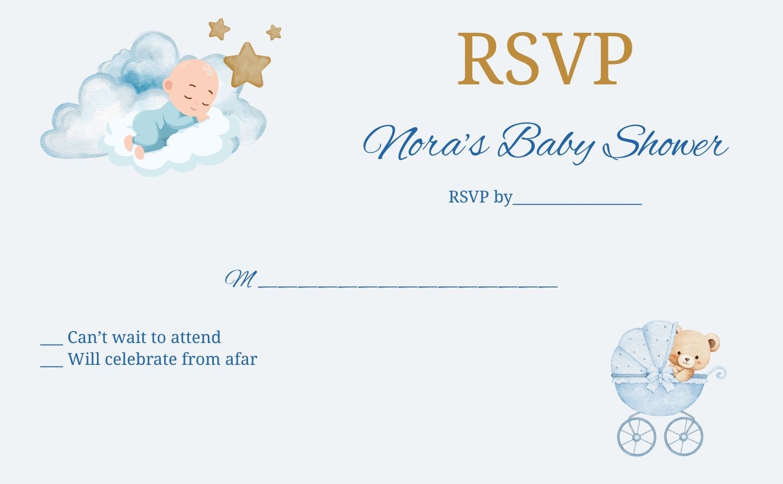 Baby Boy Invitation -Bear
