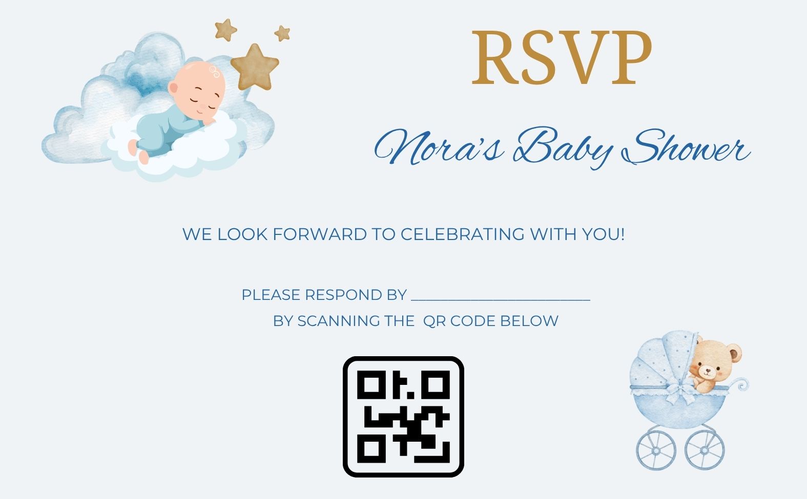 Baby Boy Invitation -Bear