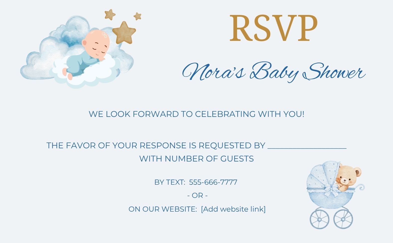 Baby Boy Invitation -Bear