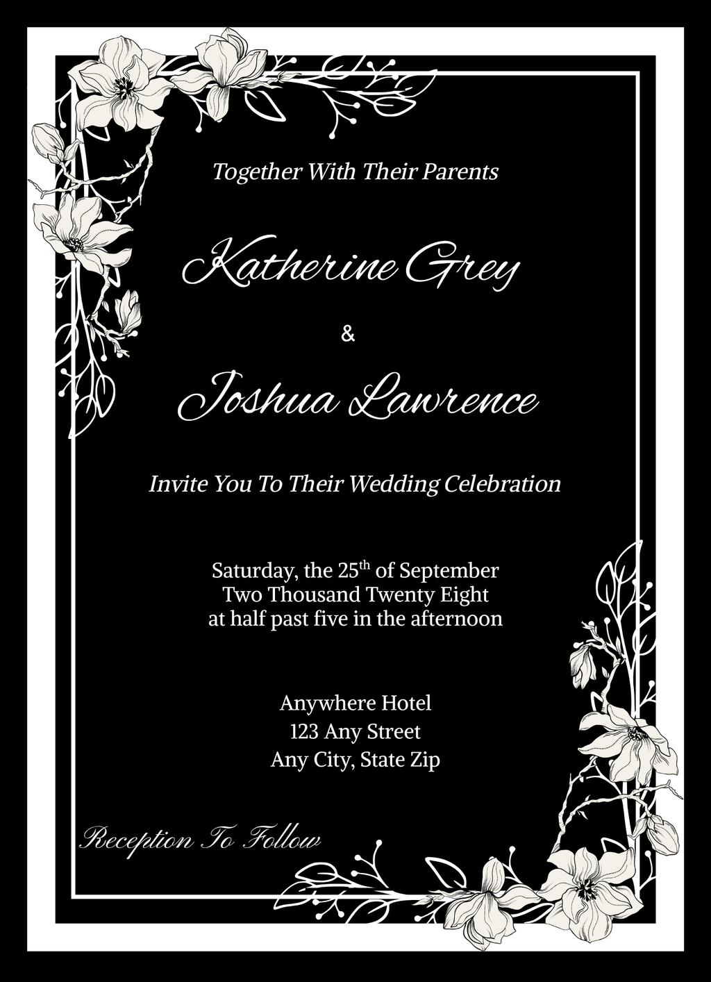 Black Elegant Wedding Invitation Suite