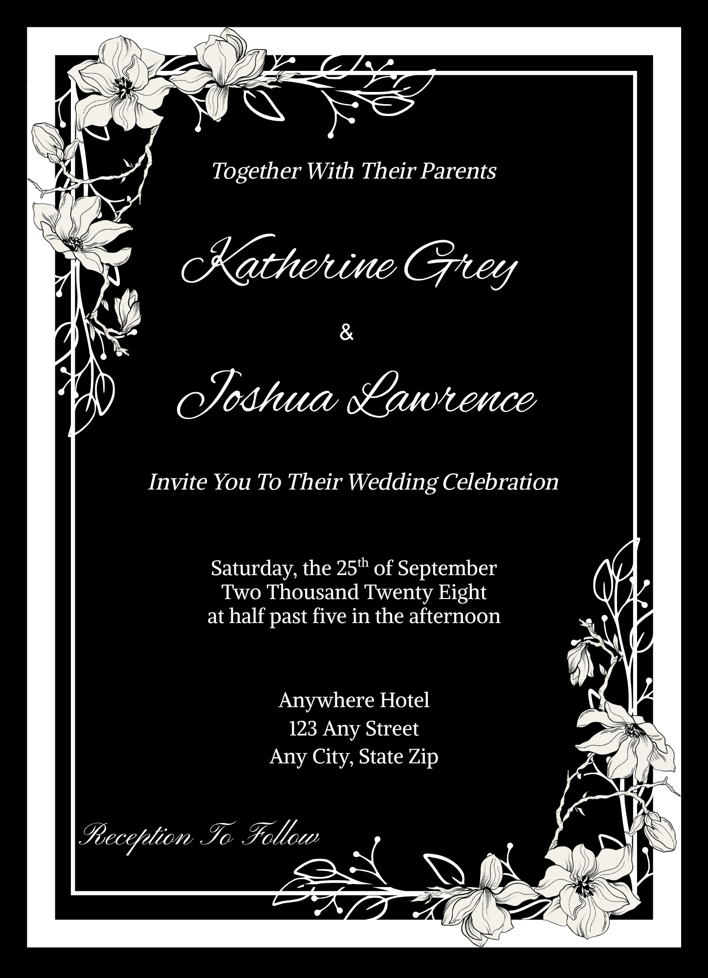 Black Elegant Wedding Invitation Suite