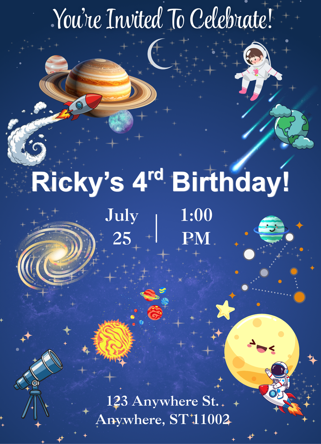 Birthday Invitation - Rocket
