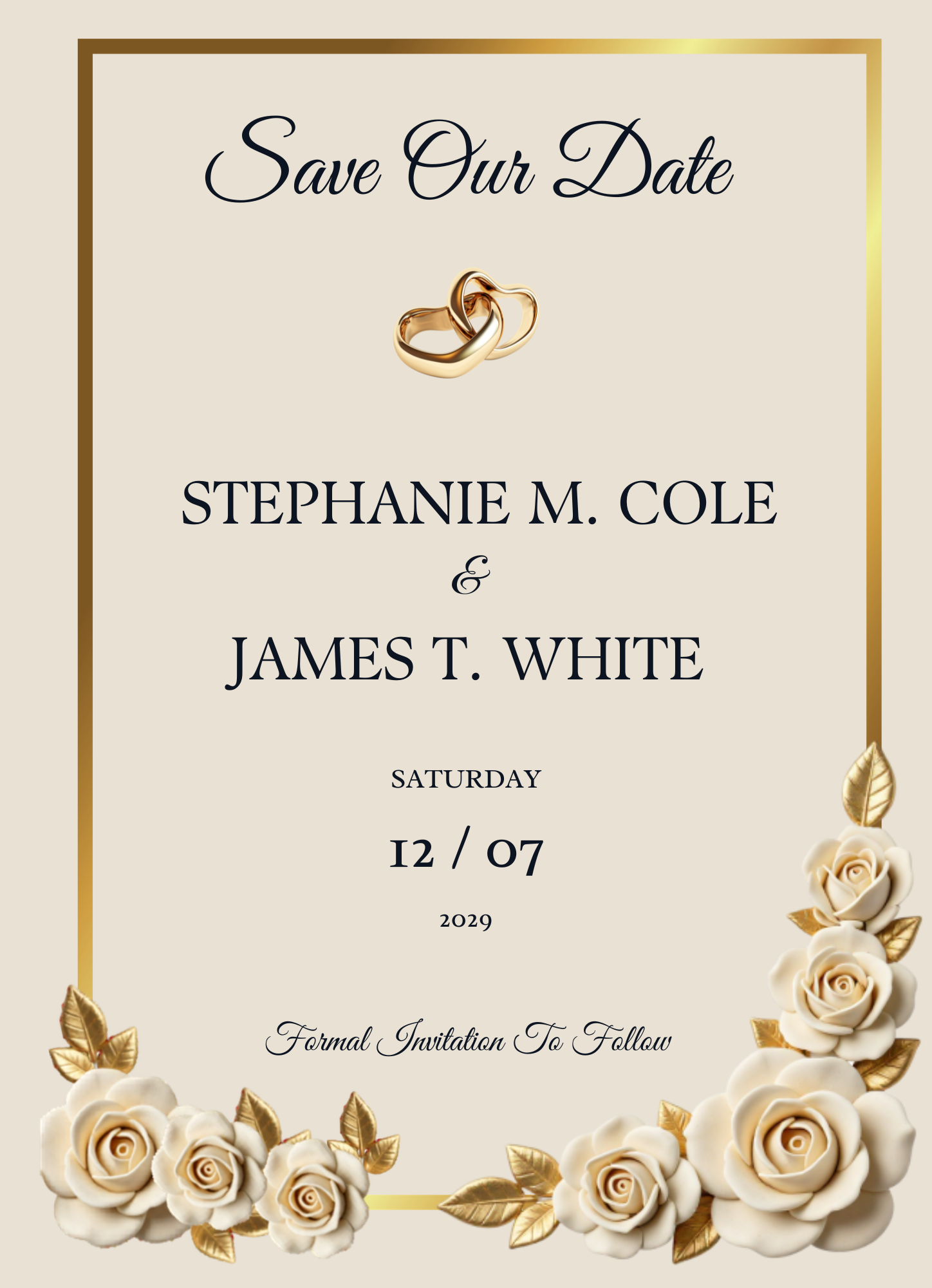 Wedding Invitation Ivory & Gold
