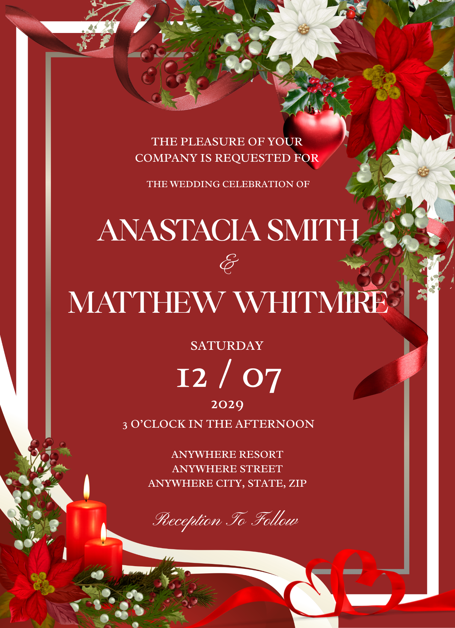 Christmas Romance Wedding Invitation Suite
