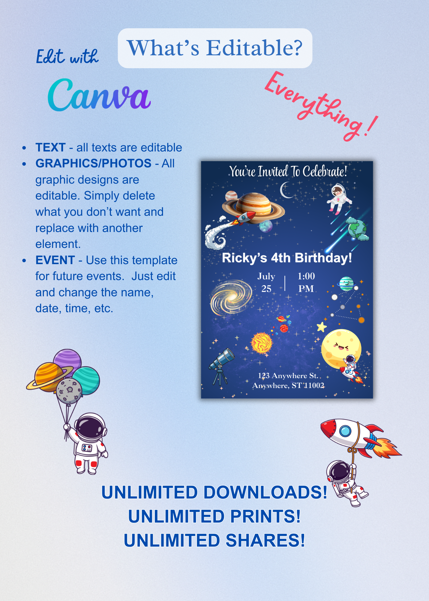 Birthday Invitation - Rocket