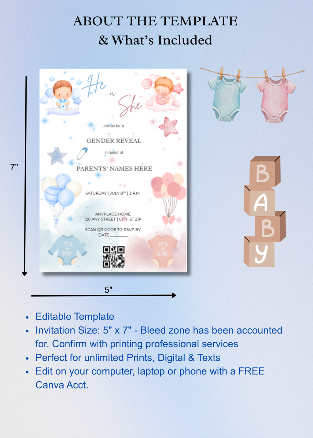 Gender Reveal Invitation Stars