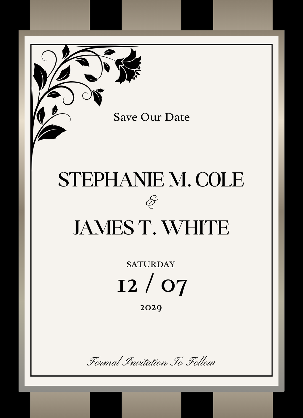 Black w/Gold Stripes Wedding Invitation Suite