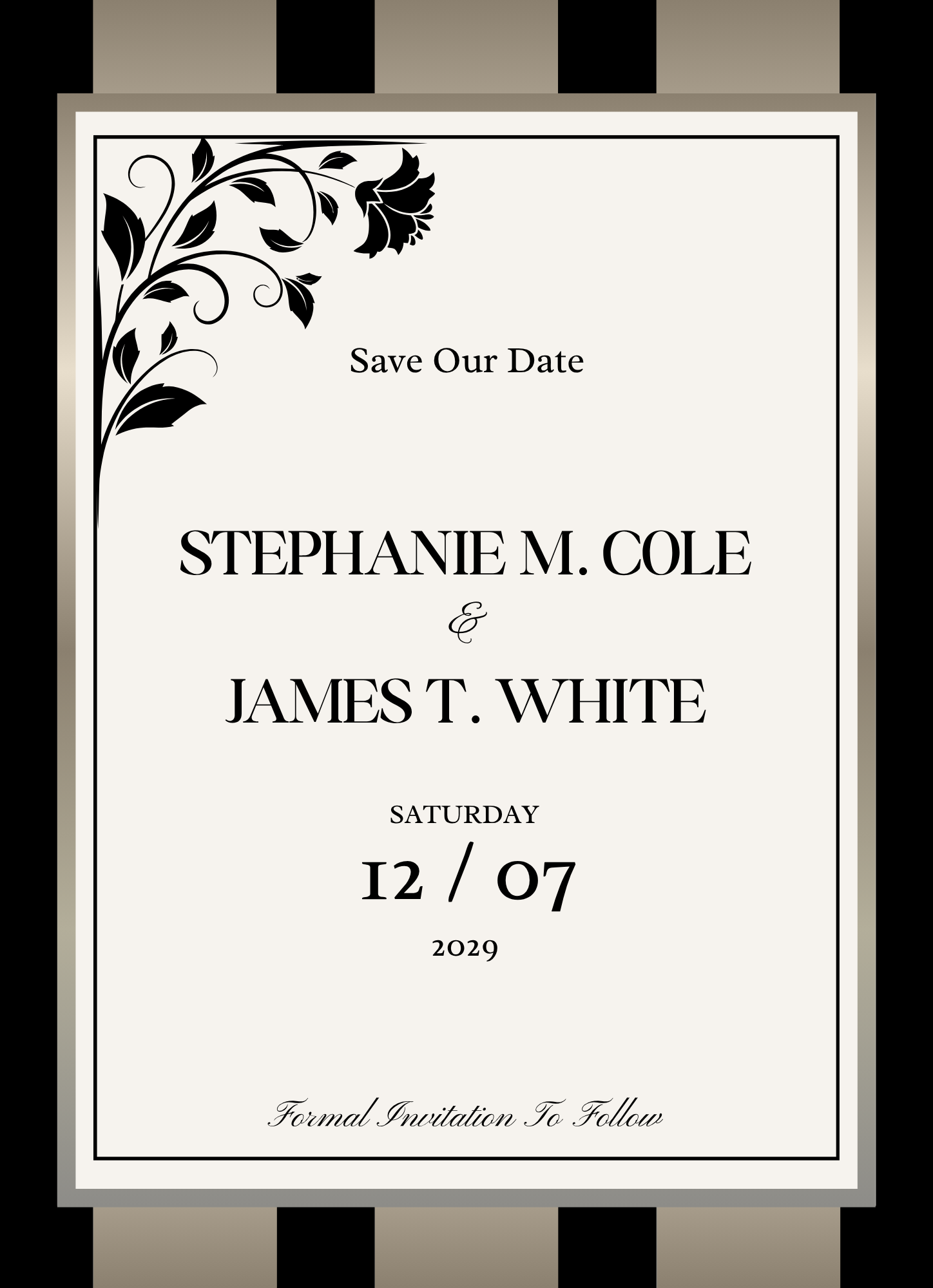 Black w/Gold Stripes Wedding Invitation Suite