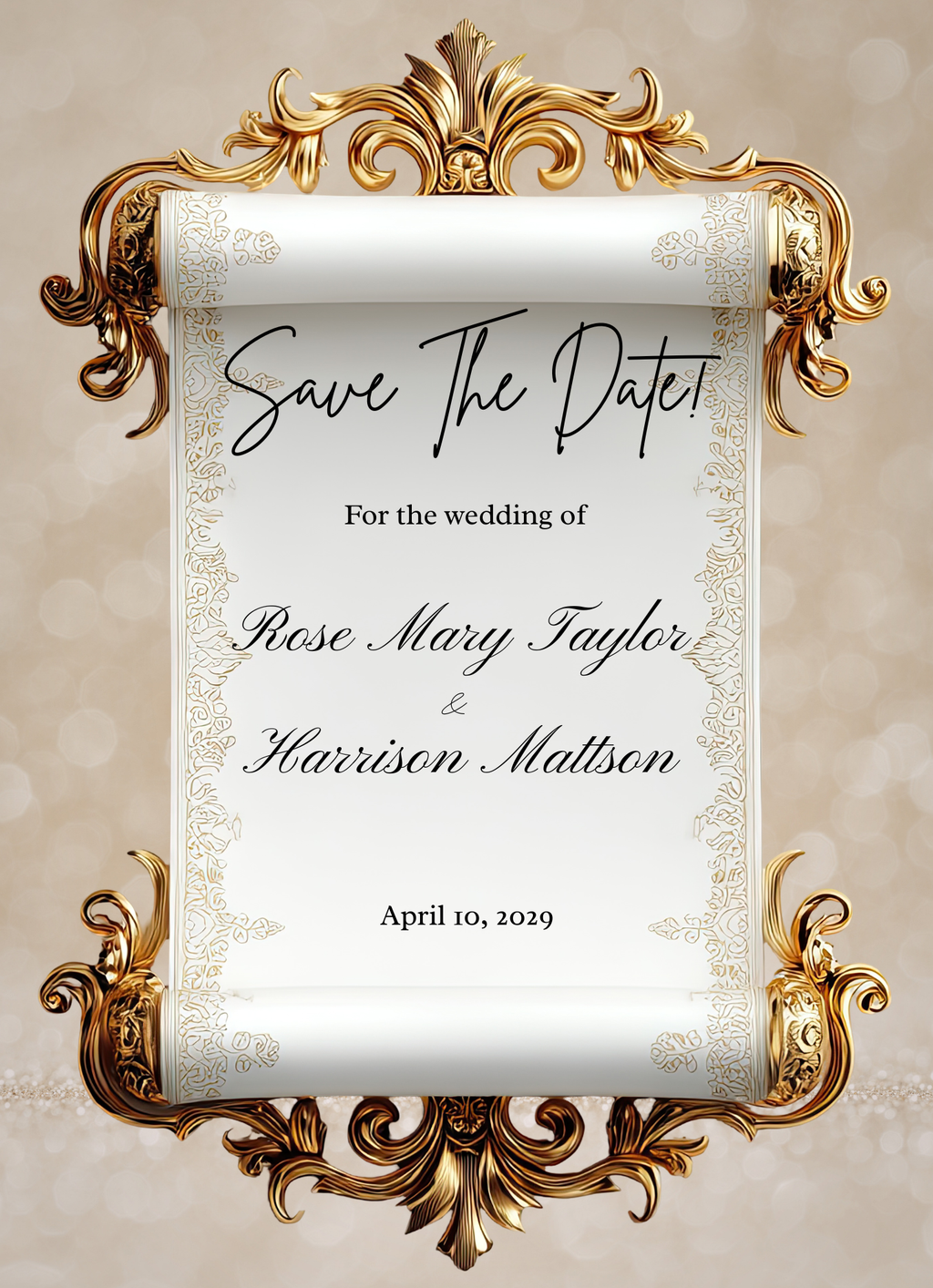Wedding Invitation - Elegant Golden Arch