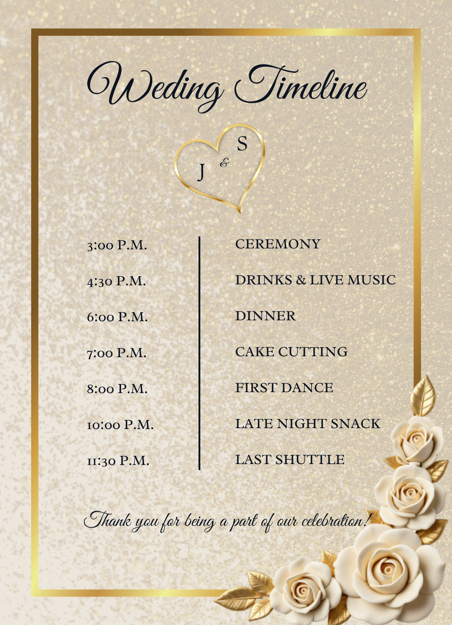 Wedding Invitation Ivory & Gold