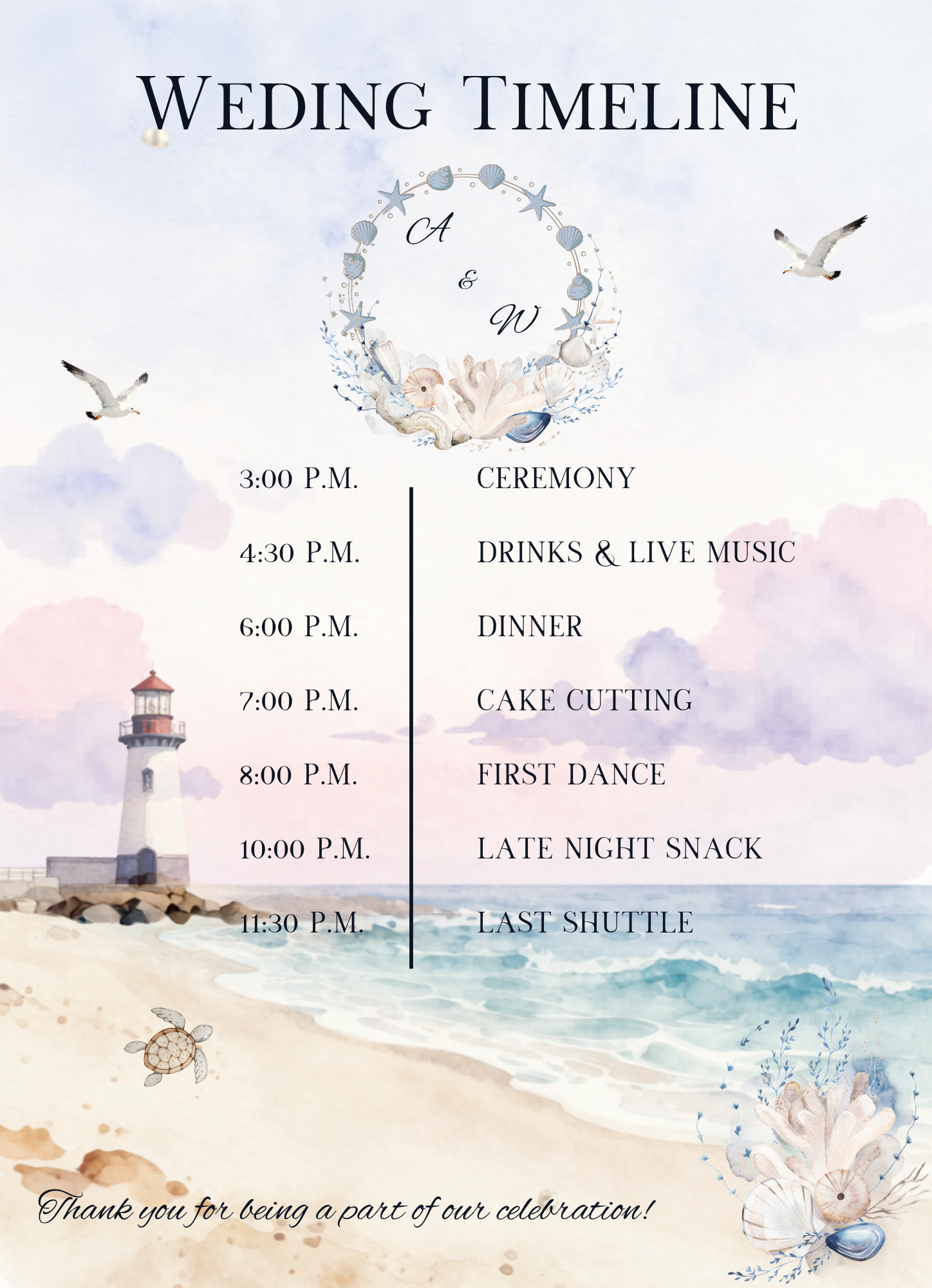 Coastal Lighthouse Wedding Invitation Suite
