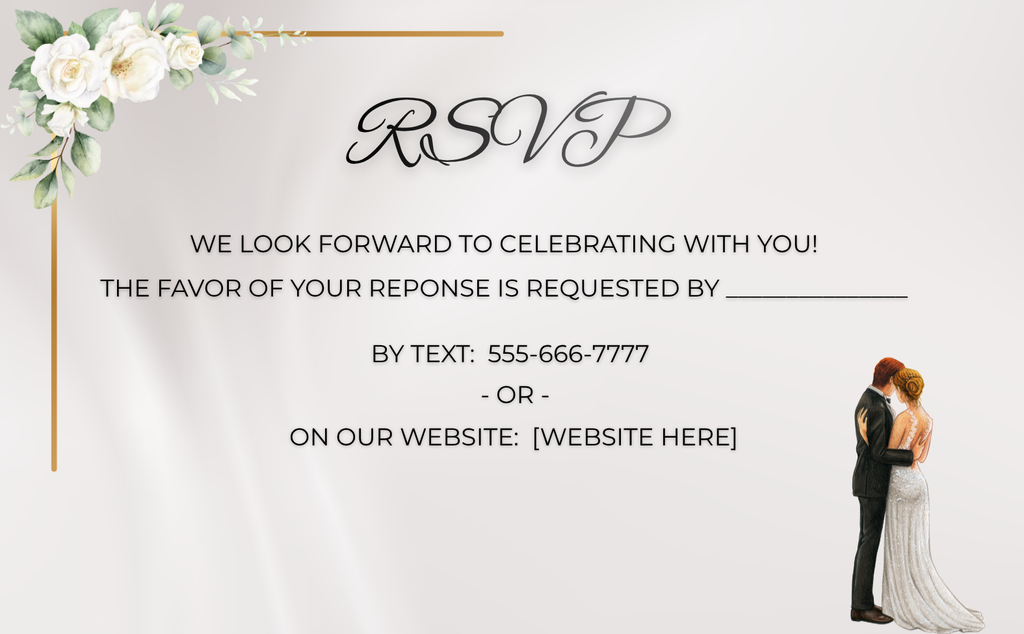 Wedding Invitation - White Roses