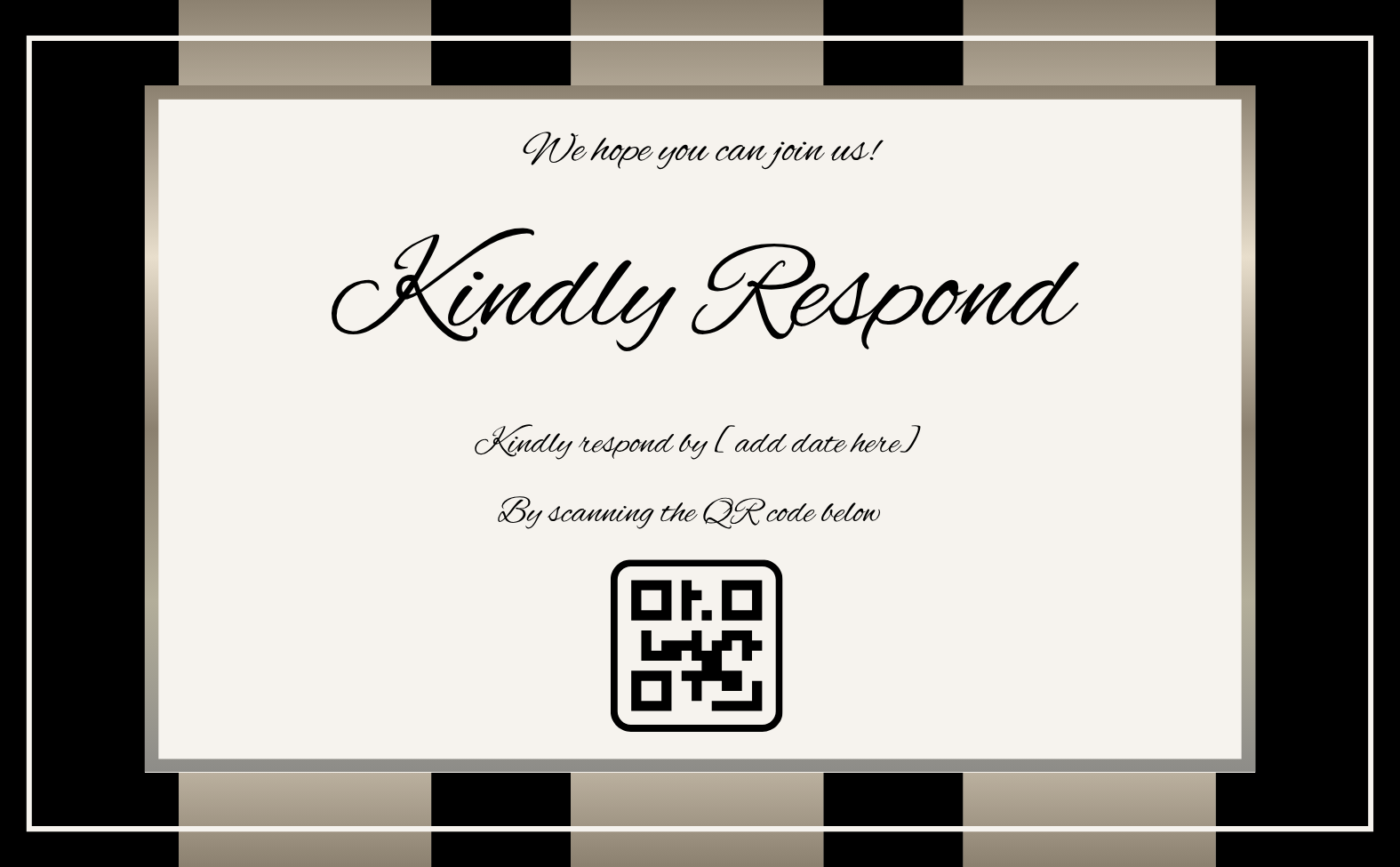 Black w/Gold Stripes Wedding Invitation Suite