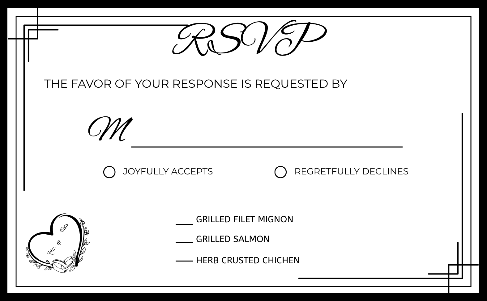 Wedding Invitation Suite - Luxury Black Border
