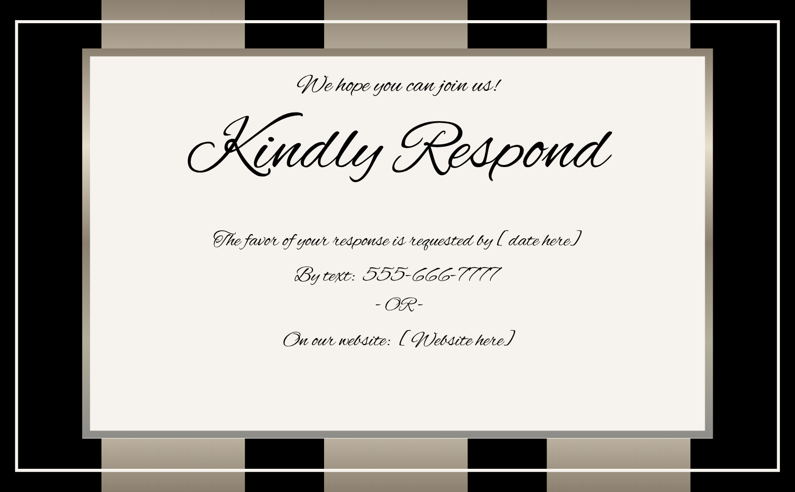 Black w/Gold Stripes Wedding Invitation Suite