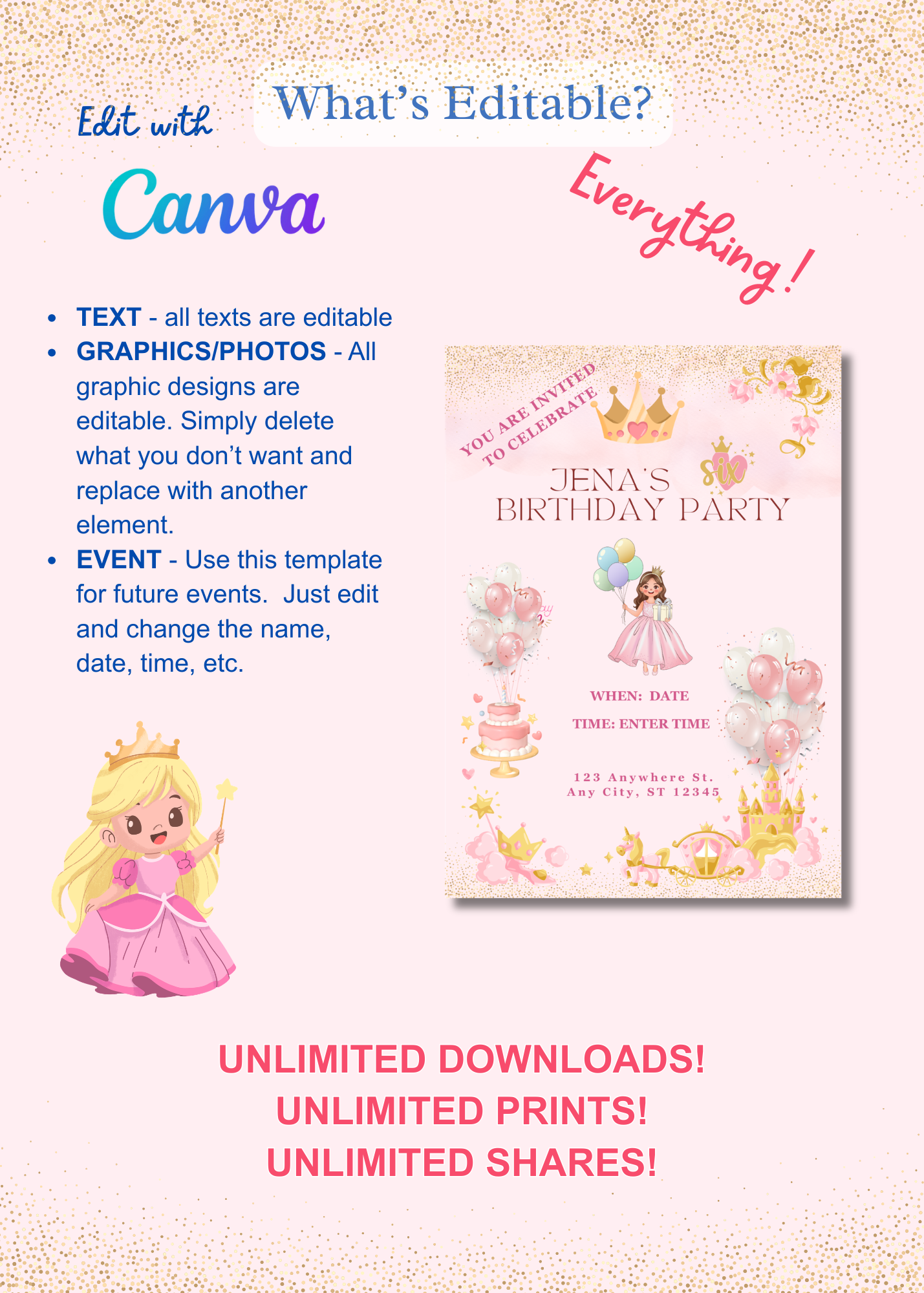 Birthday Invitation - Princess