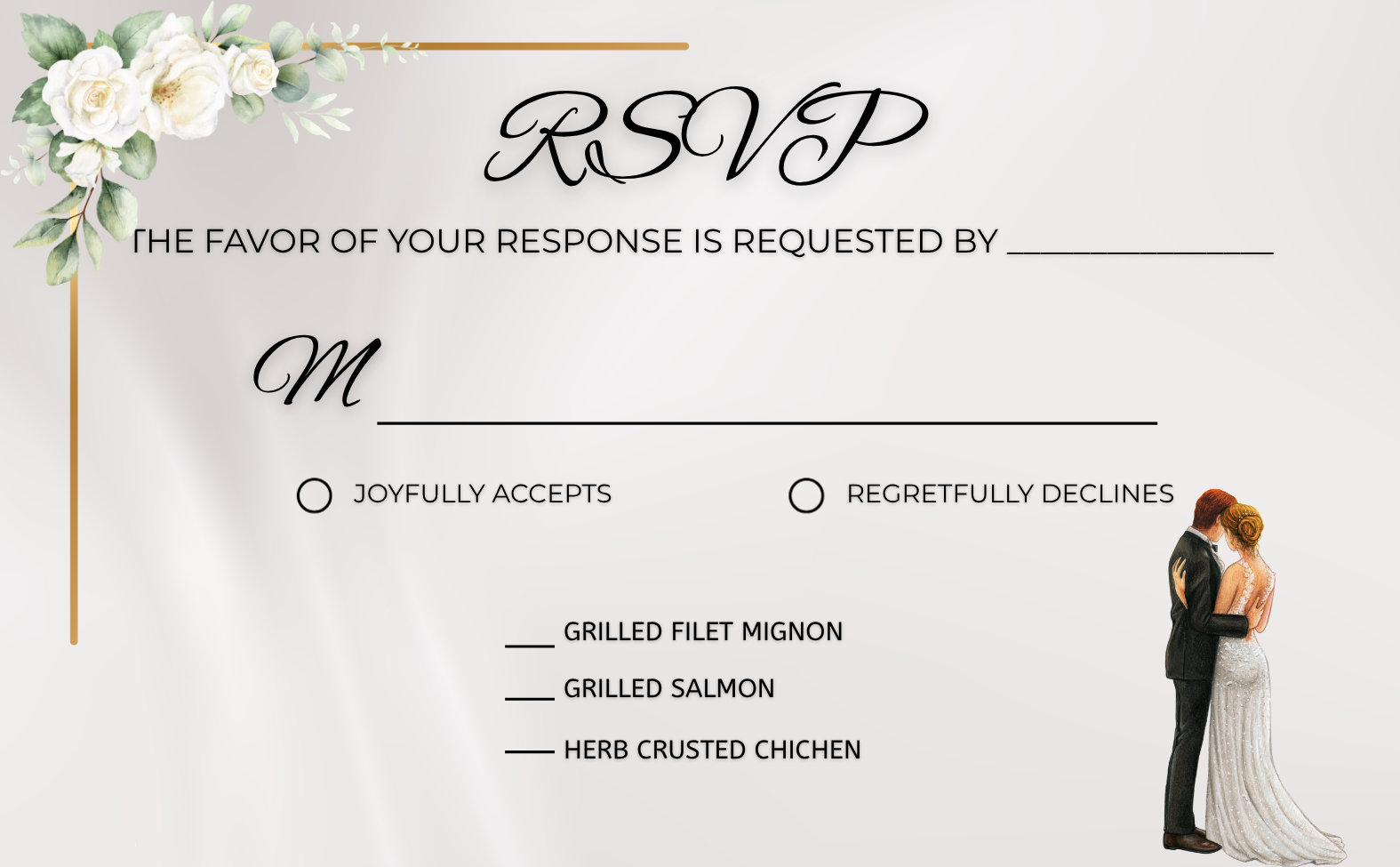 Wedding Invitation - White Roses
