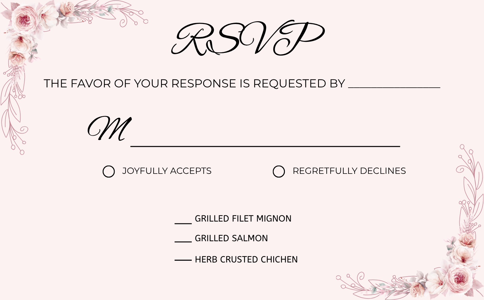 Wedding Invitation - Burgundy & Dusty Rose