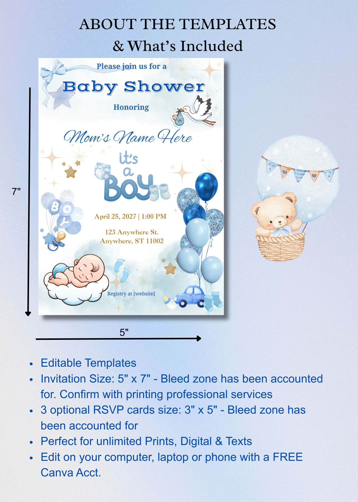 Baby Boy Invitation - Car