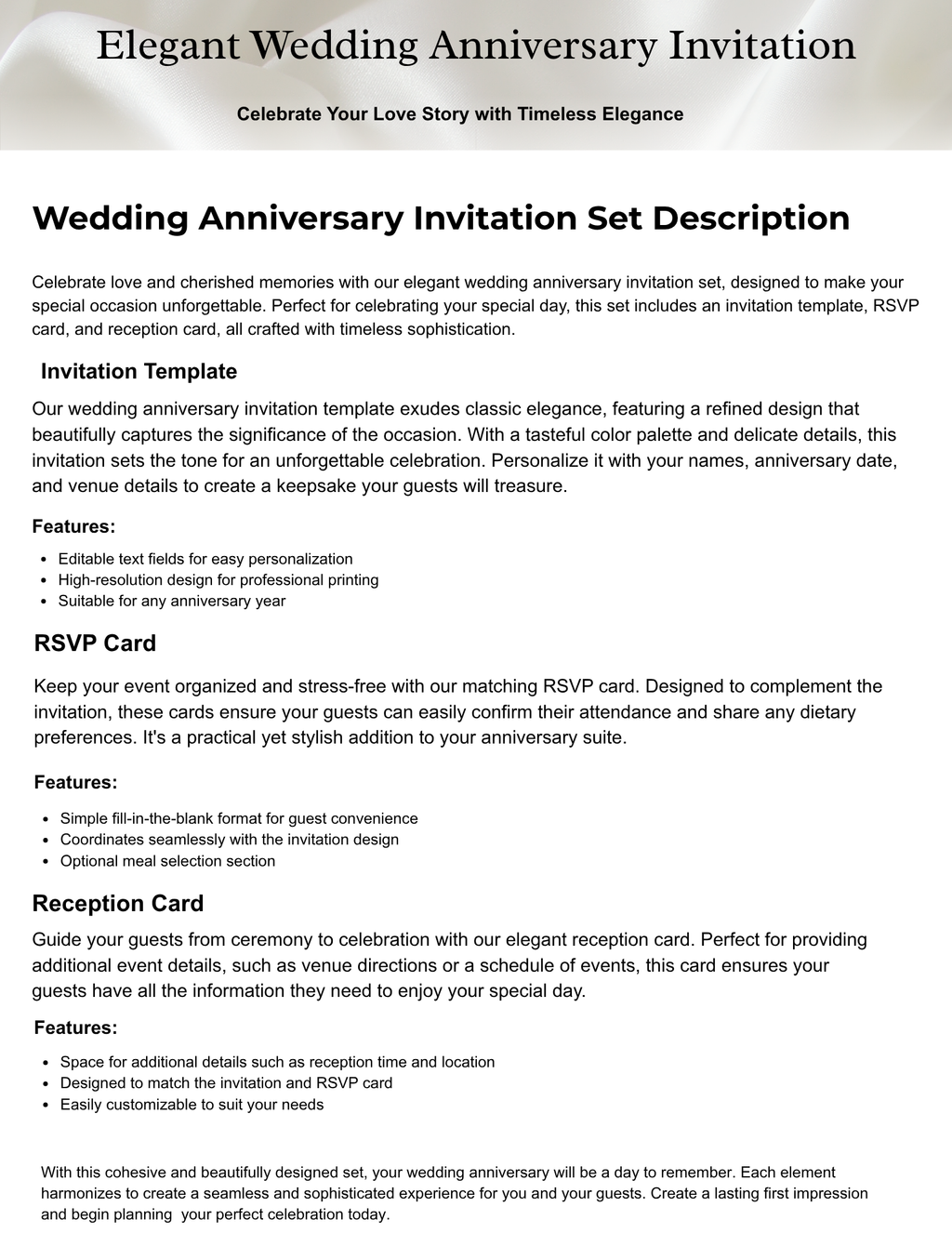 Wedding Anniversary Invitation Suite