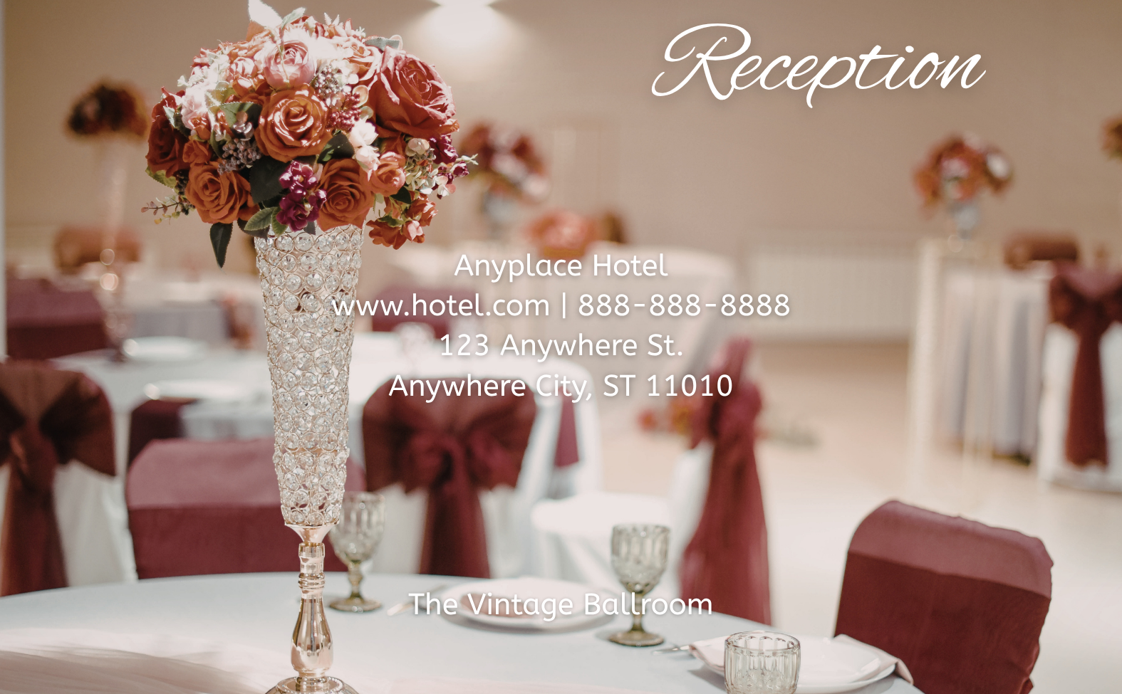 Wedding Invitation - Burgundy & Dusty Rose
