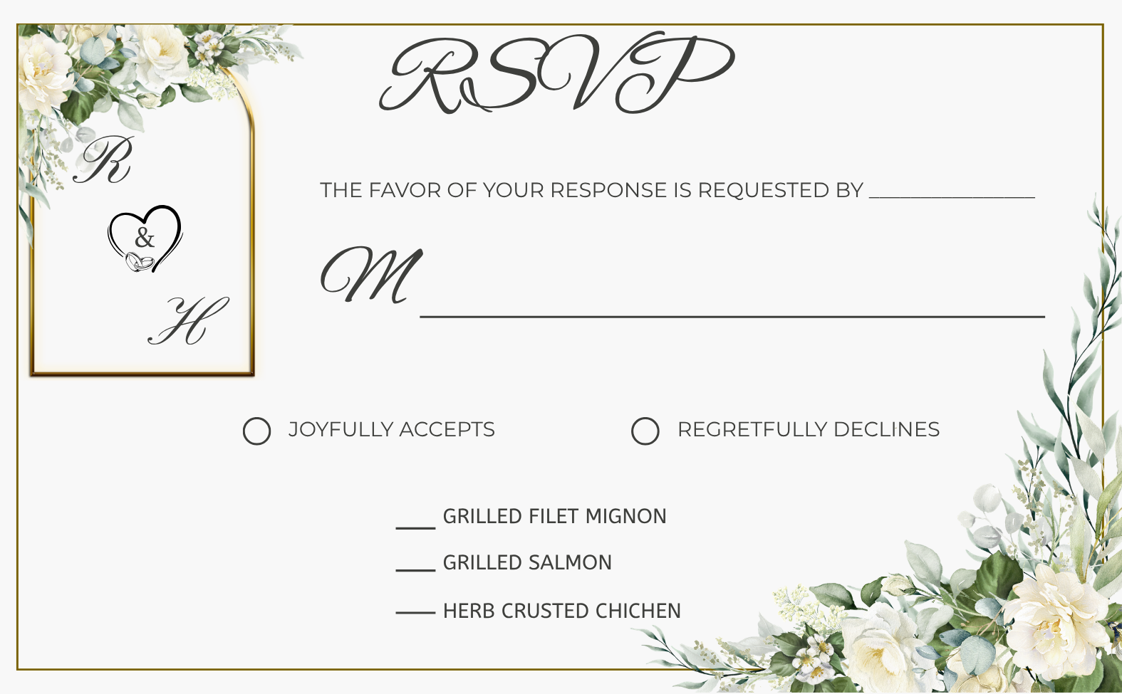 Wedding Invitation - Elegant Golden Arch