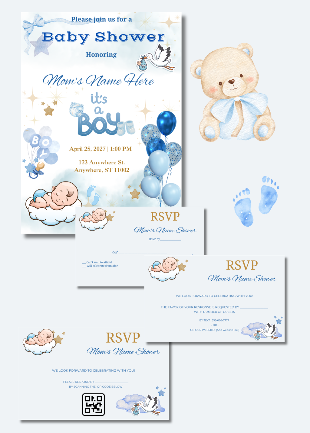 Baby Boy Invitation - Car