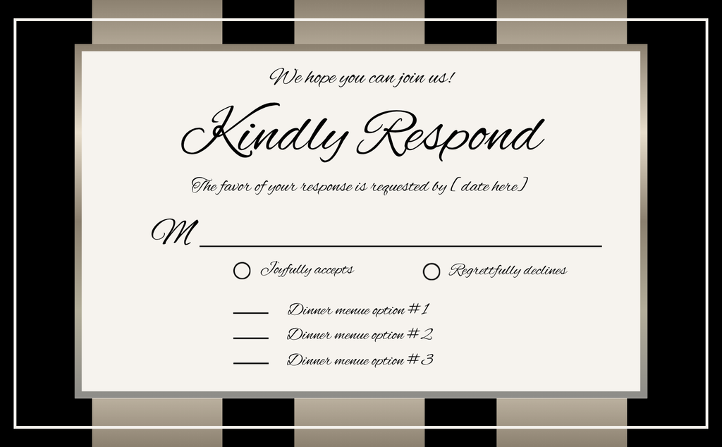 Black w/Gold Stripes Wedding Invitation Suite