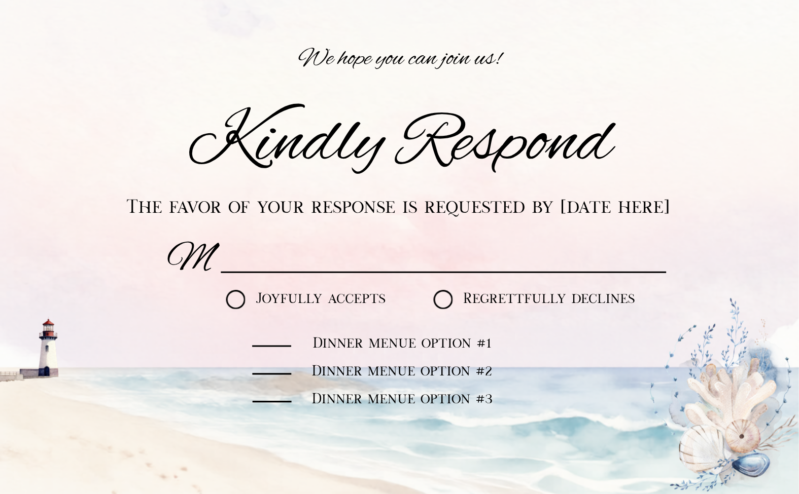 Coastal Lighthouse Wedding Invitation Suite