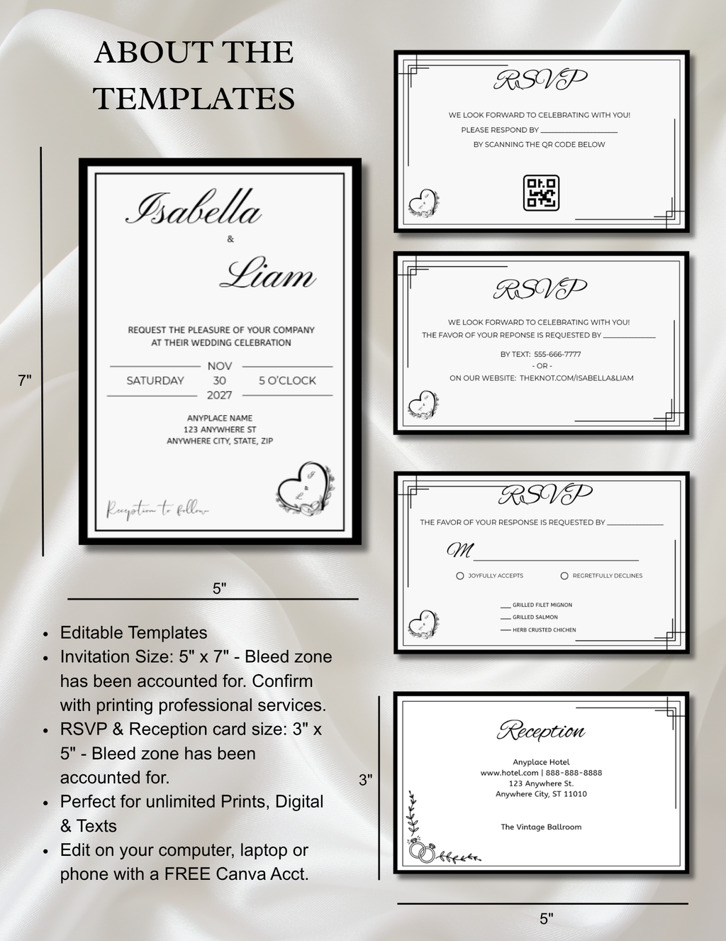 Wedding Invitation Suite - Luxury Black Border