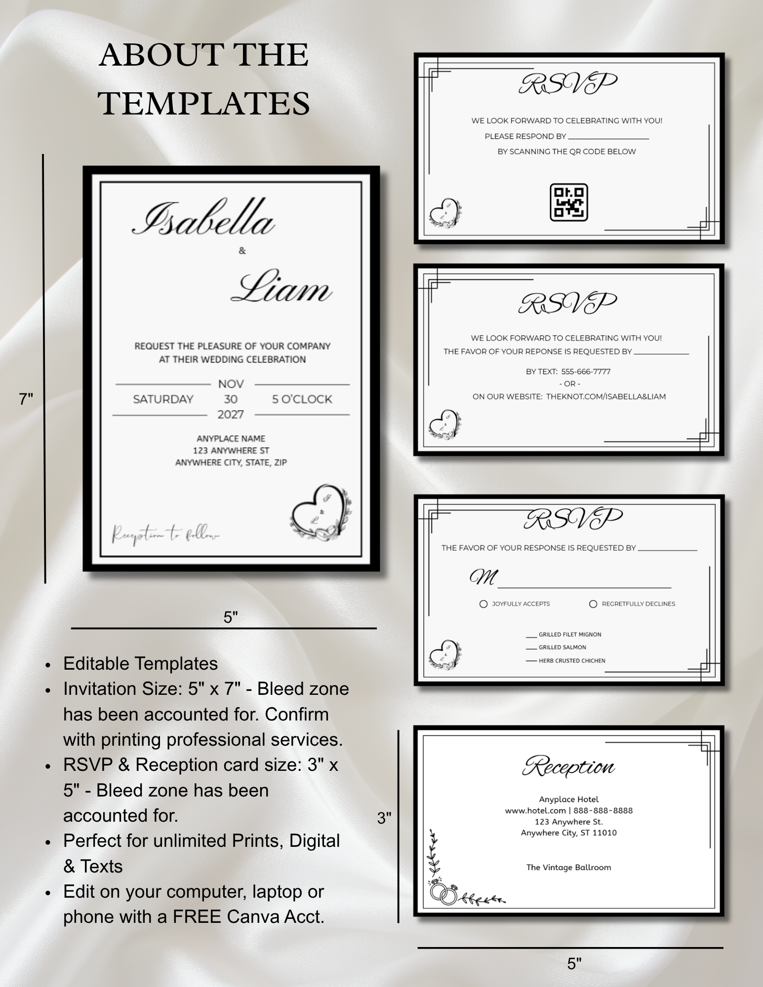 Wedding Invitation Suite - Luxury Black Border