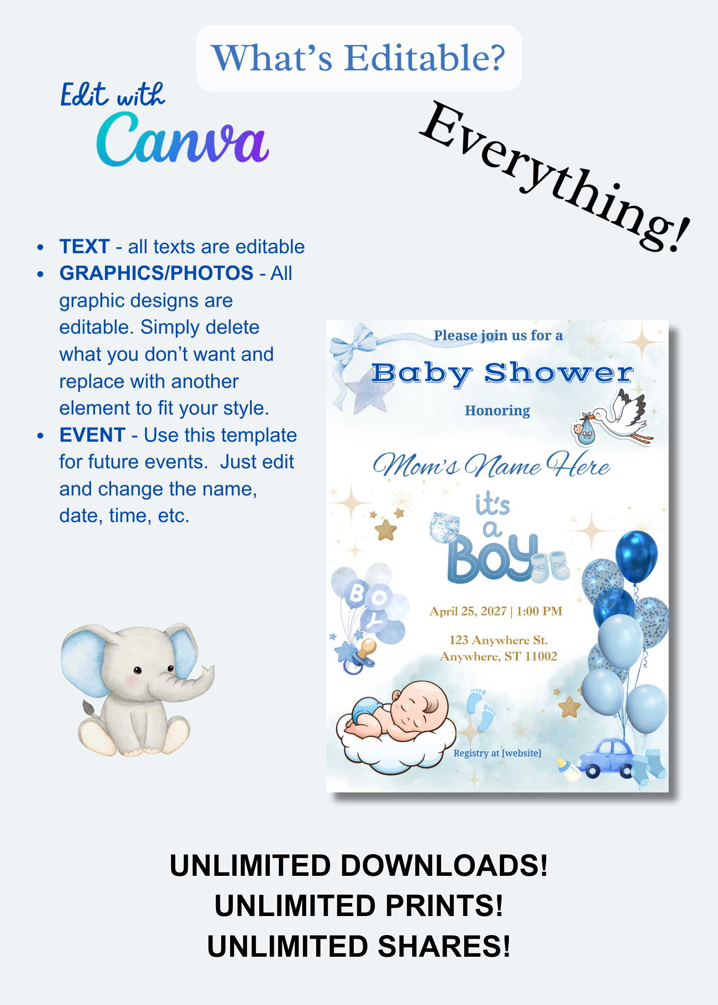 Baby Boy Invitation - Car