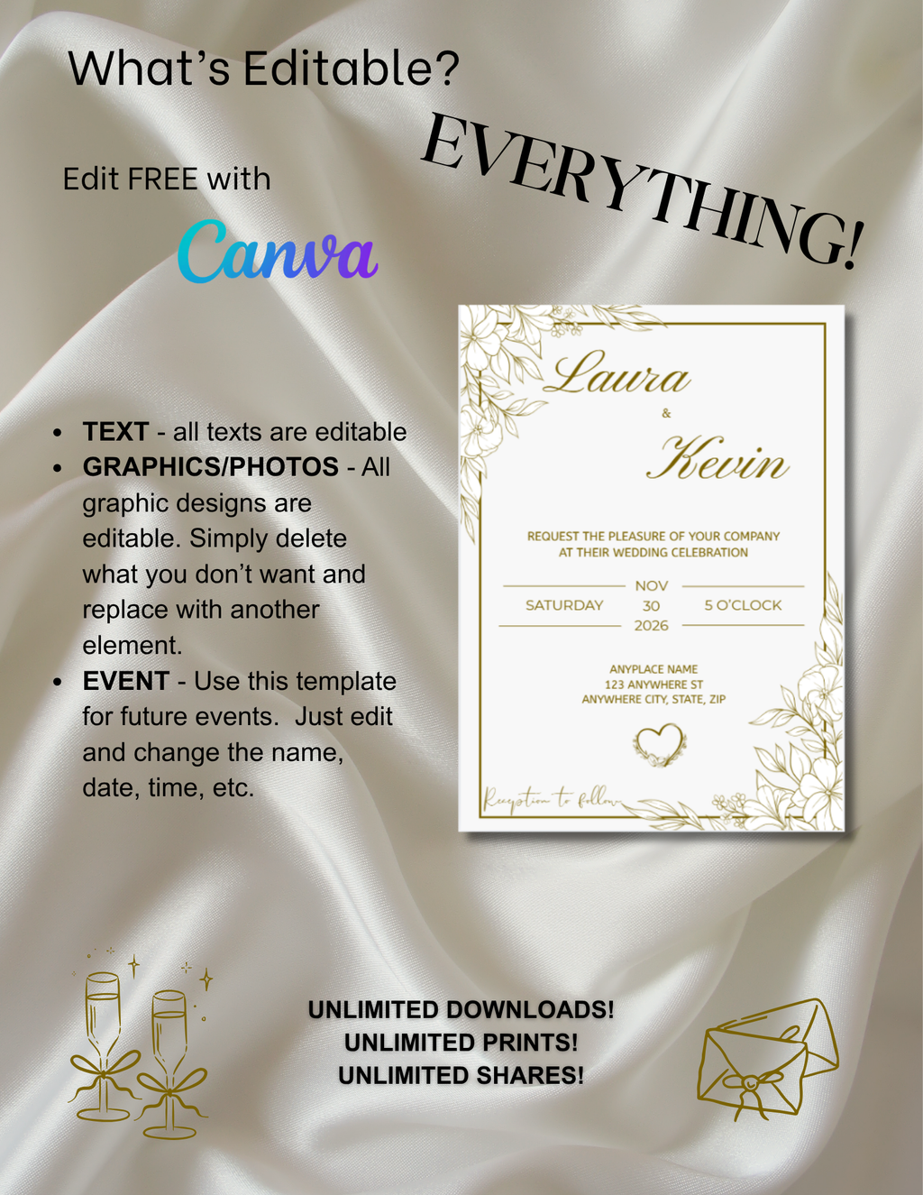 Gold Wedding Invitation Suite