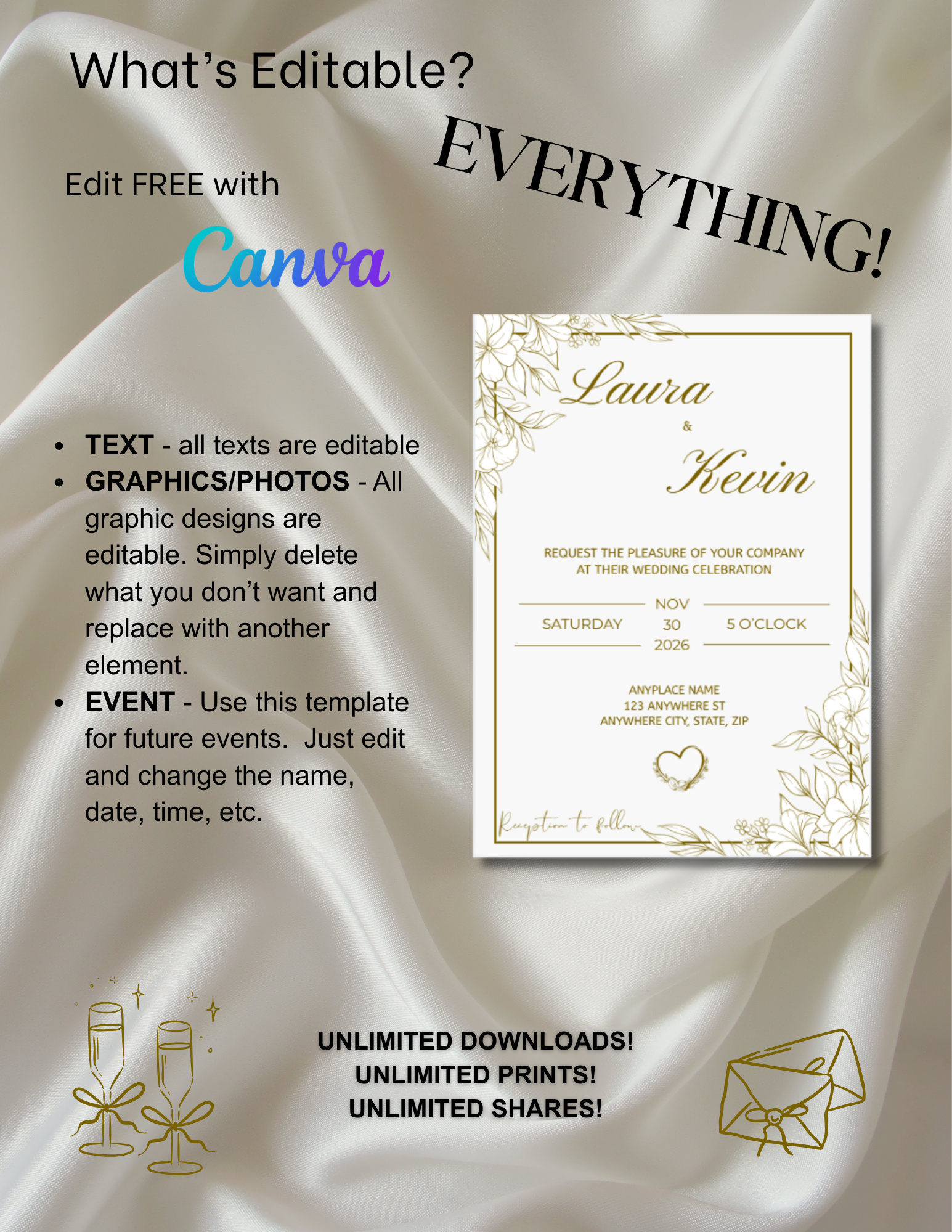 Gold Wedding Invitation Suite