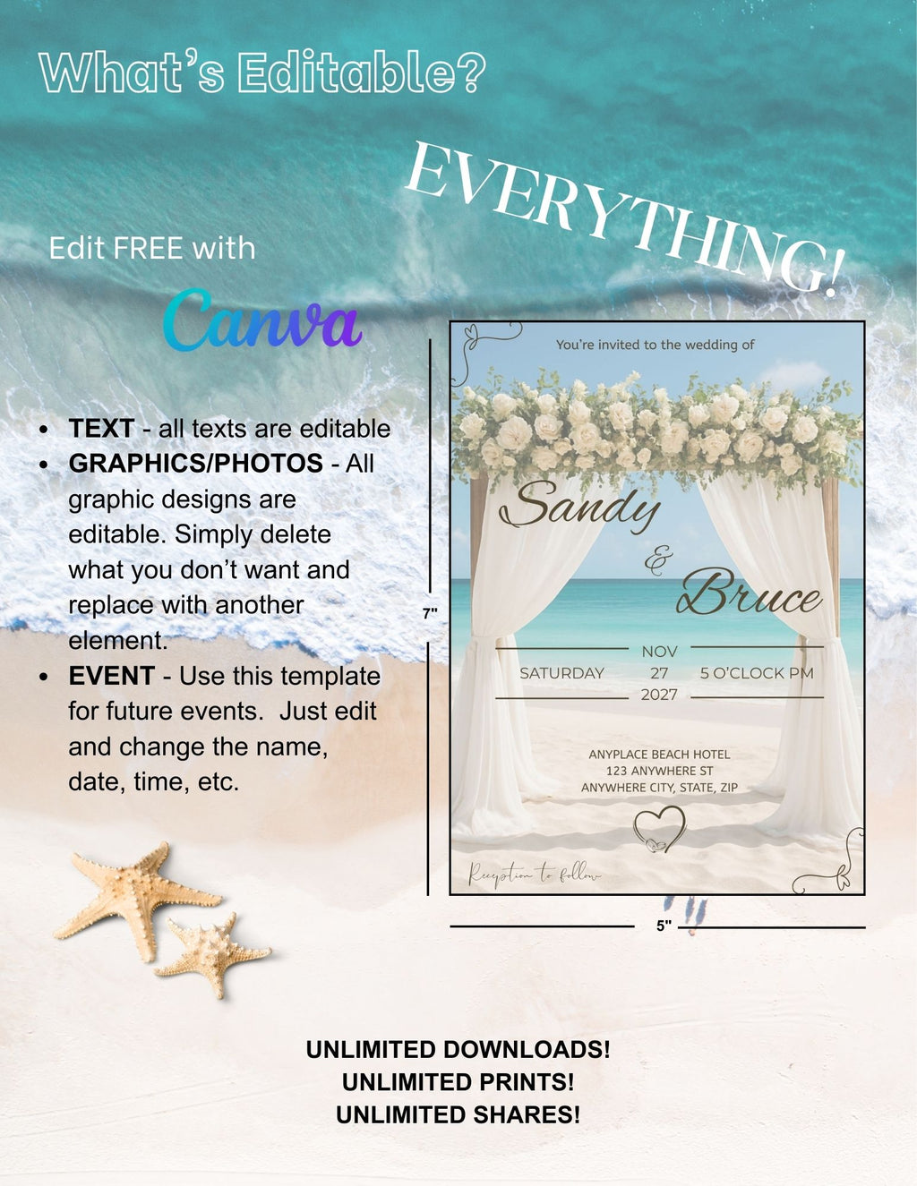 Beach Wedding Invitation Suite