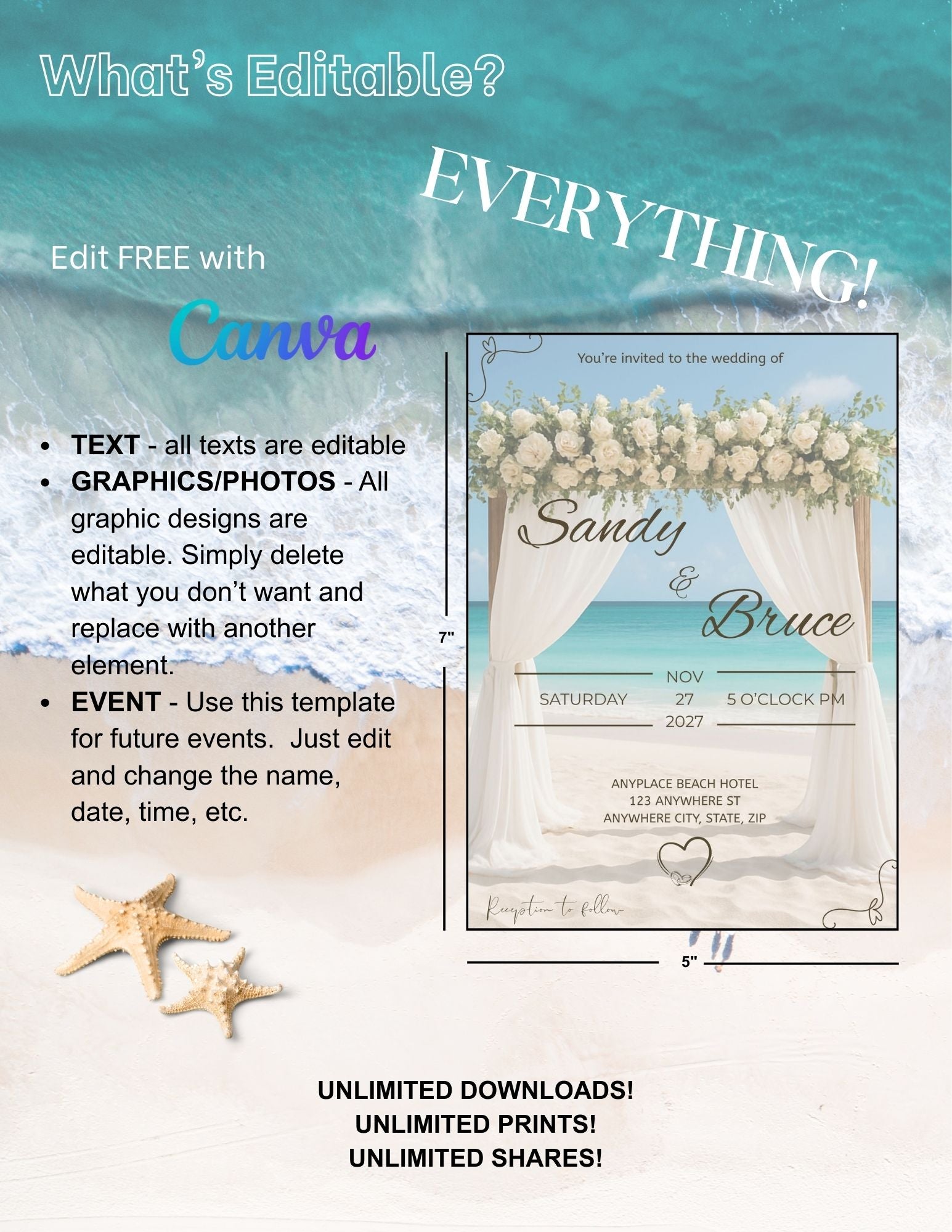 Beach Wedding Invitation Suite