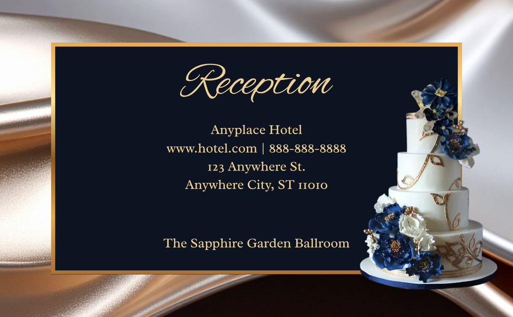Midnight Sapphire & Gold Rose Wedding Invitation Suite