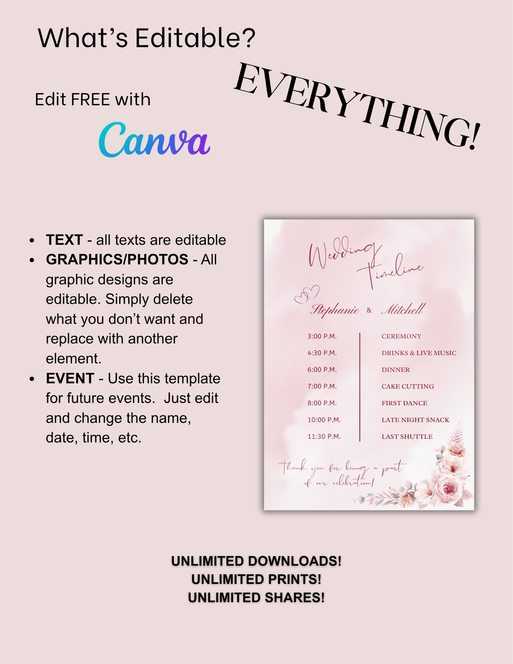Wedding Invitation - Burgundy & Dusty Rose
